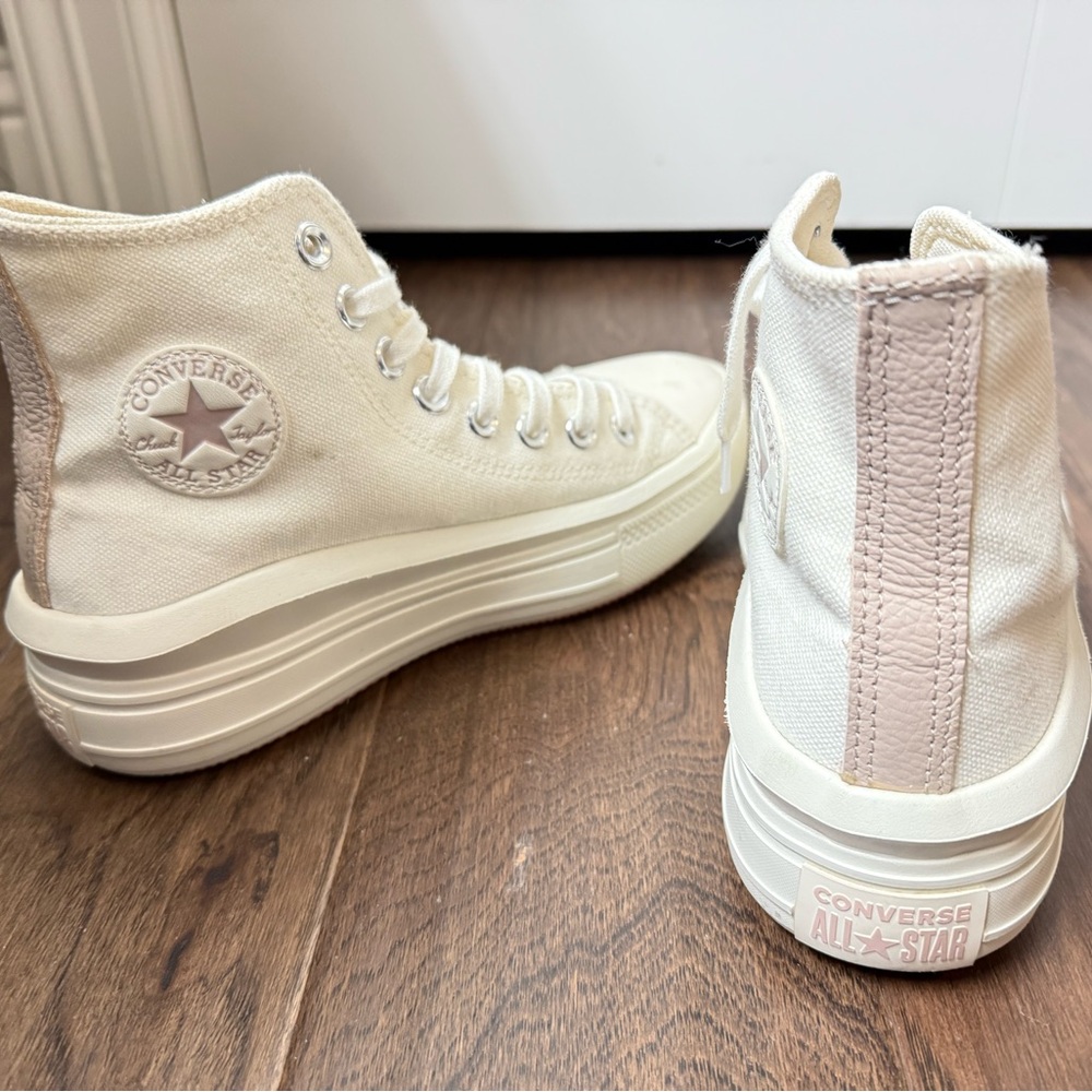 Converse All Star Platform High-Top Sneakers - Cream and Pink